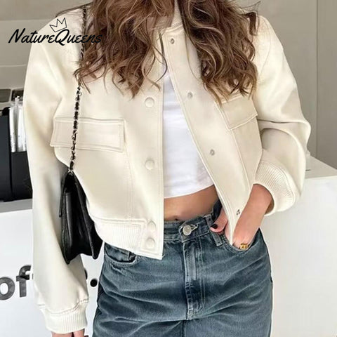 Women's Solid Color Casual Retro Loose Pocket Long Sleeve Suit Coat