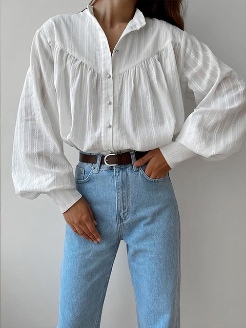 Women's Cotton French-Style Long-Sleeved Shirt