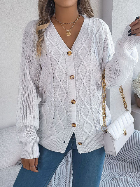 Women's Collar Lantern Sleeve Cardigan Sweater Coat