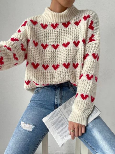 Women's Loose Heart Pullover Sweater
