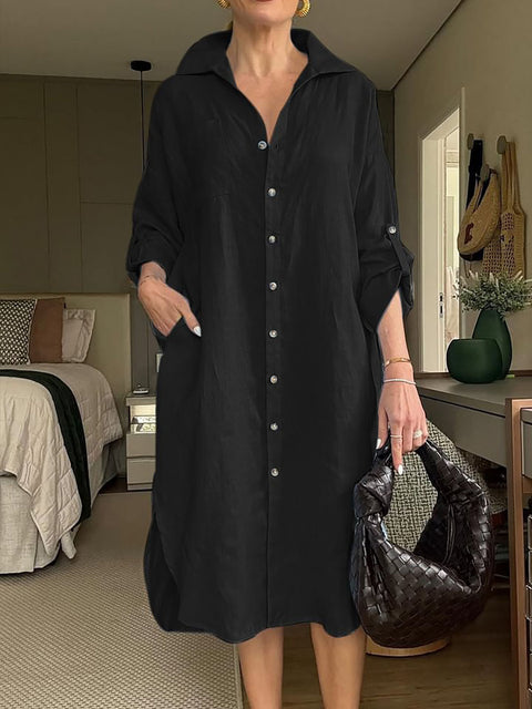 Women's Dress Cotton And Linen Shirt Long Skirt