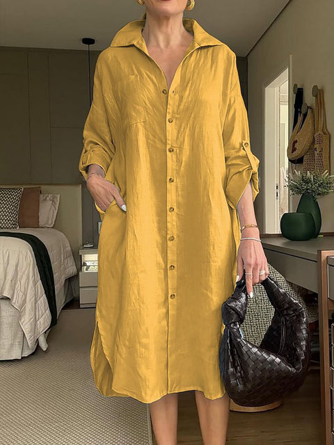 Women's Dress Cotton And Linen Shirt Long Skirt