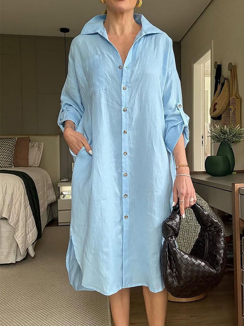 Women's Dress Cotton And Linen Shirt Long Skirt