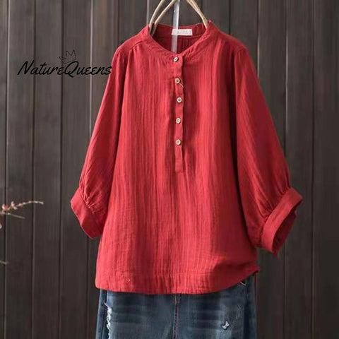 Women's Solid Color Casual Cotton Shirt