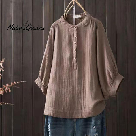 Women's Solid Color Casual Cotton Shirt