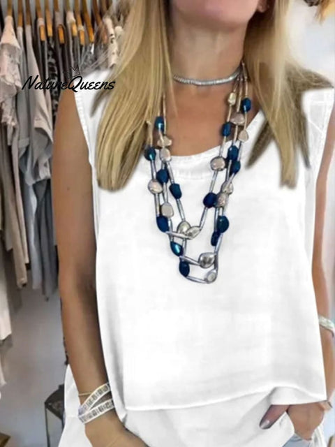 Women's  Irregular Hem Sleeveless Casual Top