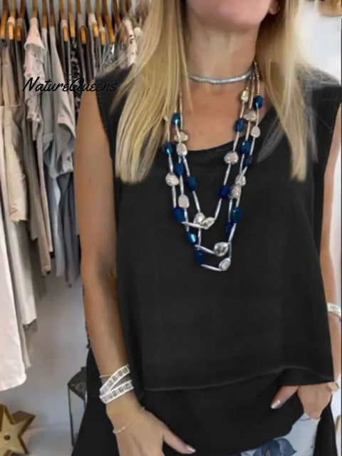 Women's  Irregular Hem Sleeveless Casual Top