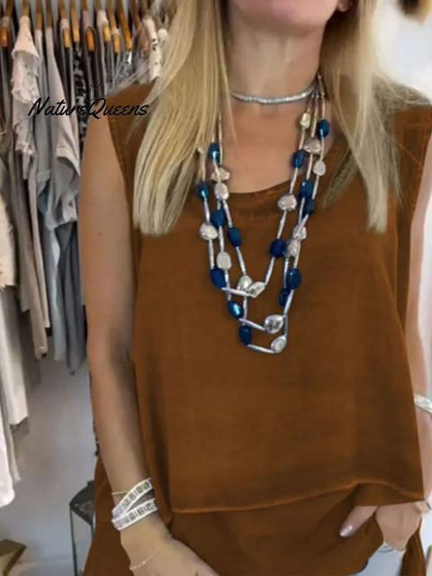 Women's  Irregular Hem Sleeveless Casual Top