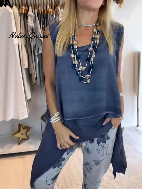Women's  Irregular Hem Sleeveless Casual Top