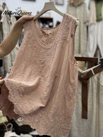 Women'sVintage Lace Sleeveless Cotton and Linen Vest Top