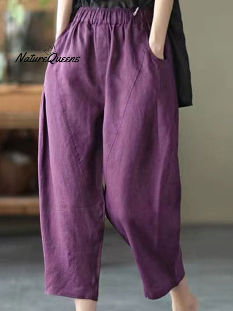 Women's  Cotton And Linen Casual Pants
