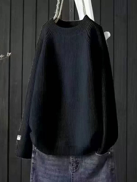 Women's Solid Color Loose Casual Round Neck Sweater