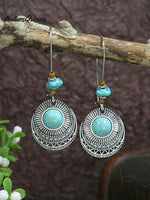 Silver Geometric Metal Tassel Earrings Vintage Earrings