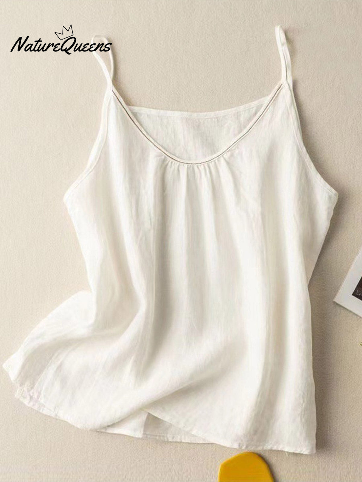 Women's Solid Color V-Neck Cotton And Linen Suspenders Tops