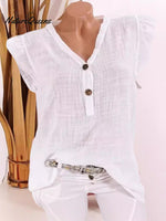 Women'sV-neck Sleeveless Ruffle Loose Casual Cotton Top