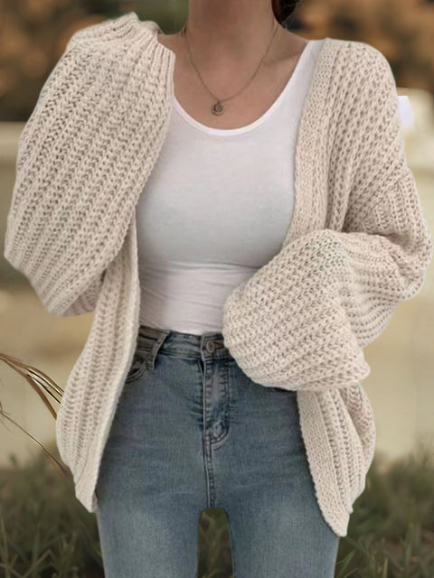 Women's Long Sleeve Solid Color Casual Loose Knit Cardigan