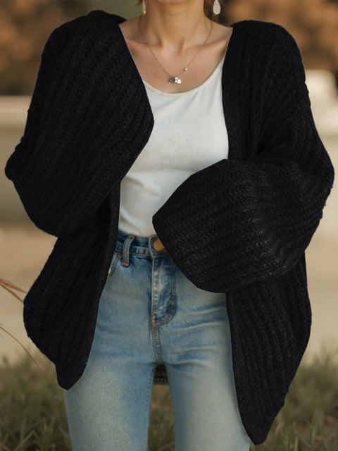 Women's Long Sleeve Solid Color Casual Loose Knit Cardigan
