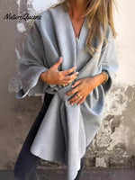 Women's Solid Color Three-Quarter Sleeve Versatile Warm Cape Shawl Coat