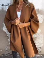 Women's Solid Color Three-Quarter Sleeve Versatile Warm Cape Shawl Coat