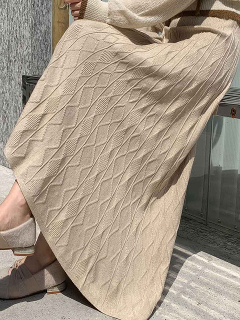Women's Solid Color Elastic Waist A-Line Knit Skirt