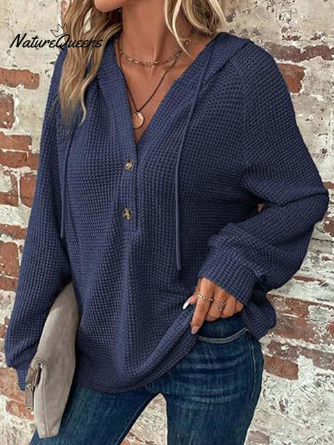 Women's Solid Color Long Sleeve Casual Loose Hooded Cardigan