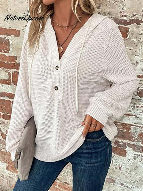 Women's Solid Color Long Sleeve Casual Loose Hooded Cardigan