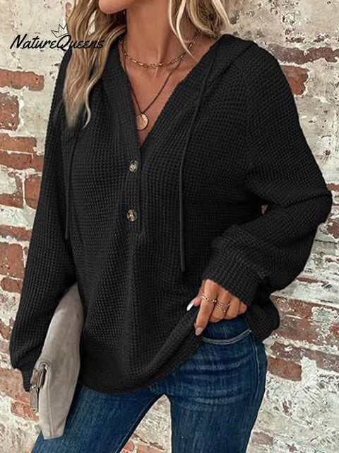 Women's Solid Color Long Sleeve Casual Loose Hooded Cardigan