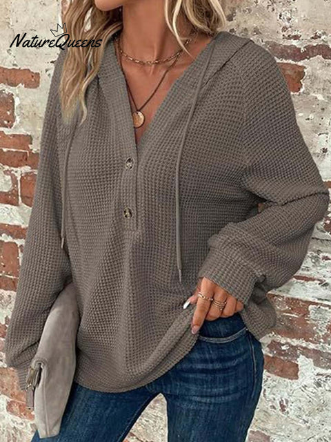 Women's Solid Color Long Sleeve Casual Loose Hooded Cardigan