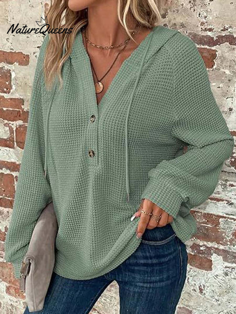 Women's Solid Color Long Sleeve Casual Loose Hooded Cardigan