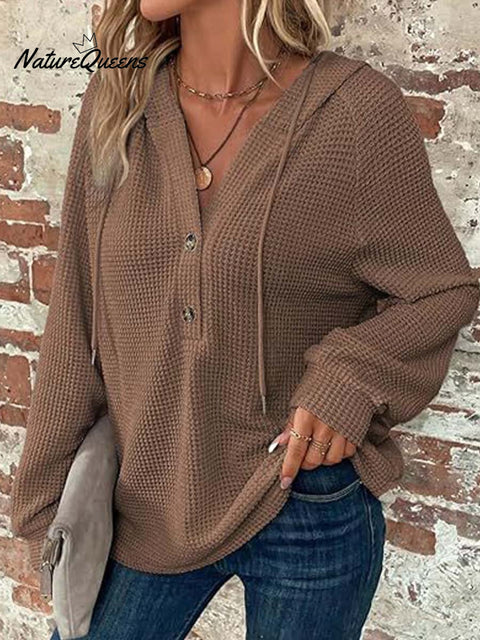 Women's Solid Color Long Sleeve Casual Loose Hooded Cardigan