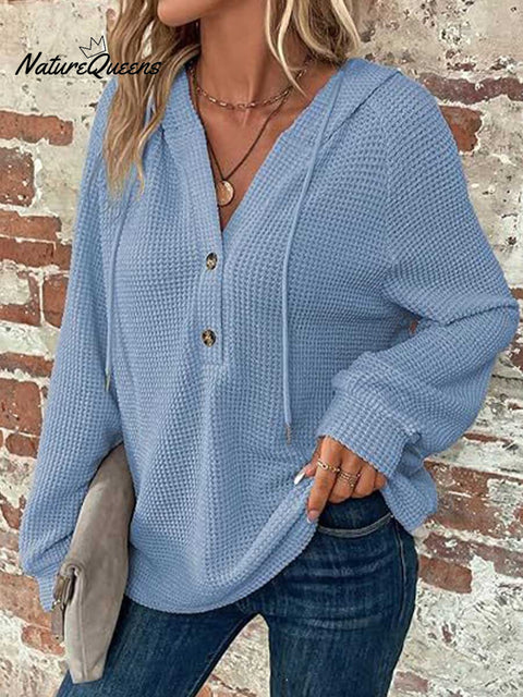 Women's Solid Color Long Sleeve Casual Loose Hooded Cardigan