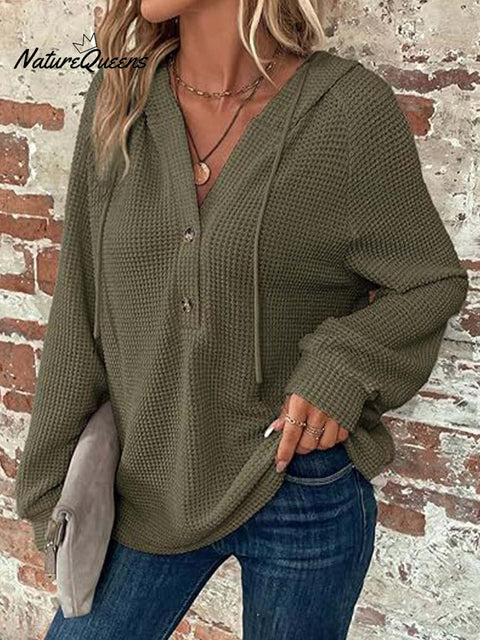 Women's Solid Color Long Sleeve Casual Loose Hooded Cardigan