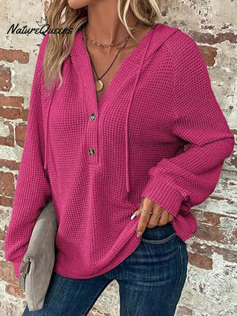 Women's Solid Color Long Sleeve Casual Loose Hooded Cardigan
