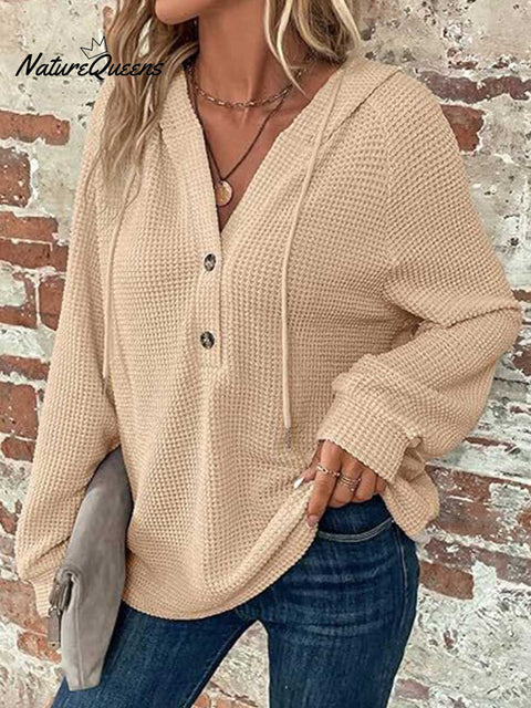 Women's Solid Color Long Sleeve Casual Loose Hooded Cardigan