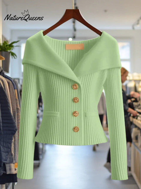 Women's Solid Color V-Neck Long Sleeve Casual Lazy Style Sweater