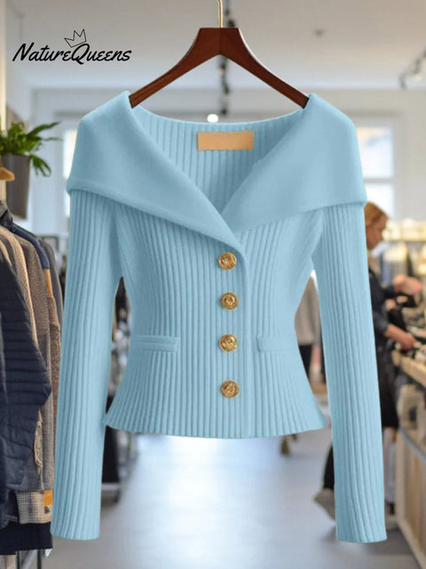Women's Solid Color V-Neck Long Sleeve Casual Lazy Style Sweater