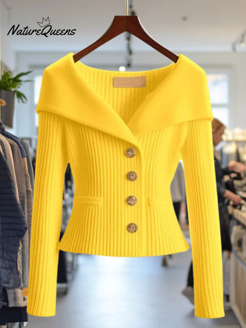Women's Solid Color V-Neck Long Sleeve Casual Lazy Style Sweater