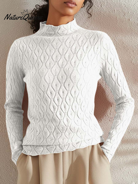 Women's Solid Color Half-Turtleneck Long-Sleeved Casual Stretch Bottoming Shirt