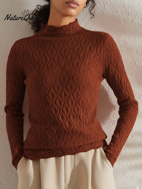 Women's Solid Color Half-Turtleneck Long-Sleeved Casual Stretch Bottoming Shirt
