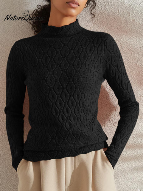 Women's Solid Color Half-Turtleneck Long-Sleeved Casual Stretch Bottoming Shirt