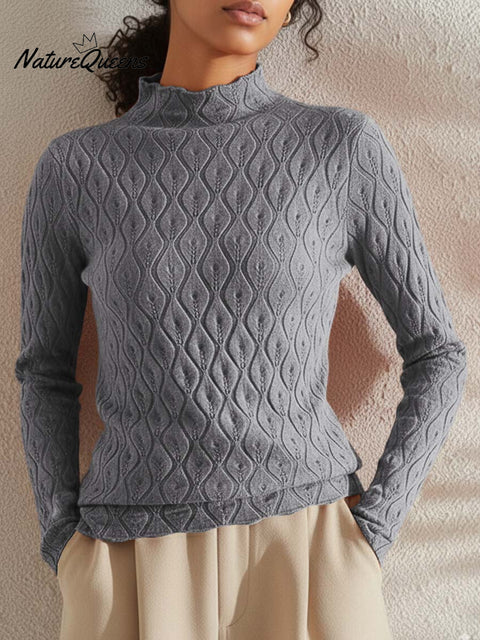 Women's Solid Color Half-Turtleneck Long-Sleeved Casual Stretch Bottoming Shirt