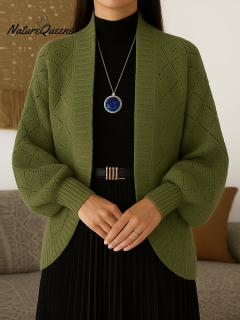 Women's Solid Color Long Sleeve Casual Loose Cardigan Sweater