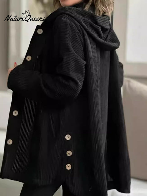 Women's Solid Color Long Sleeve Casual Loose Hooded Cardigan