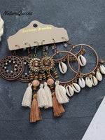 Bohemian Ethnic Wind Temperament Earrings Long Retro Vacation Personality Simple Earrings Match Earrings Set