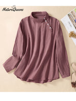 Women's Casual Cotton And Linen Shirt