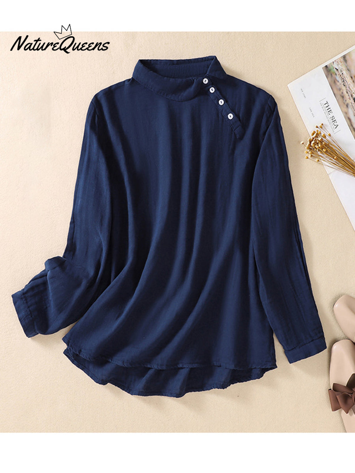 Women's Casual Cotton And Linen Shirt