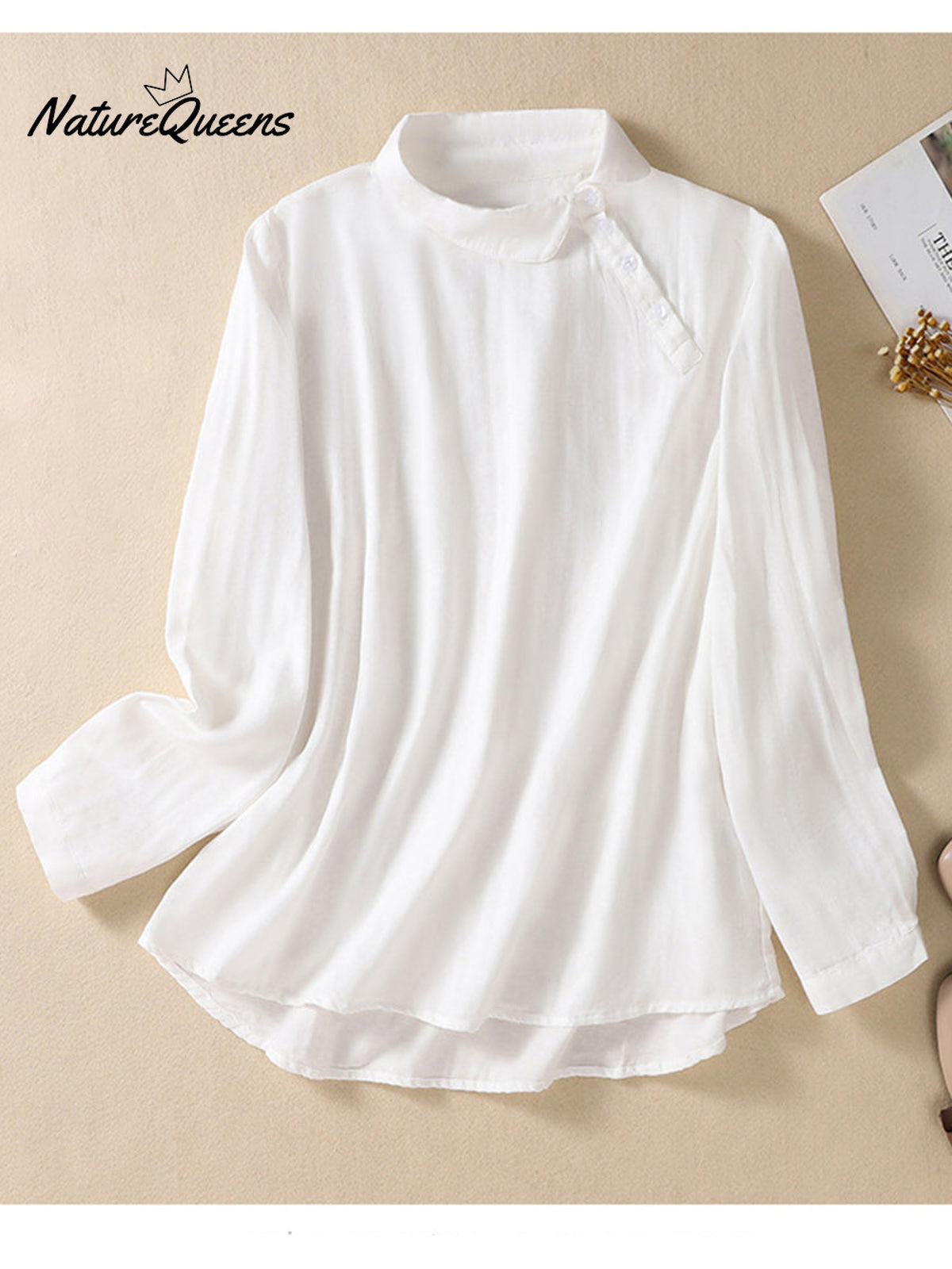 Women's Casual Cotton And Linen Shirt