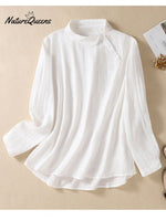 Women's Casual Cotton And Linen Shirt