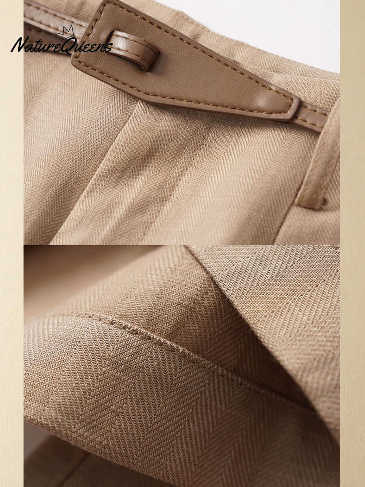 Women's Jacquard PatternTencel and Linen Wide-leg Casual Pants（Belt Included）