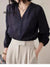 Women's V Neck Cotton and Linen Shirt